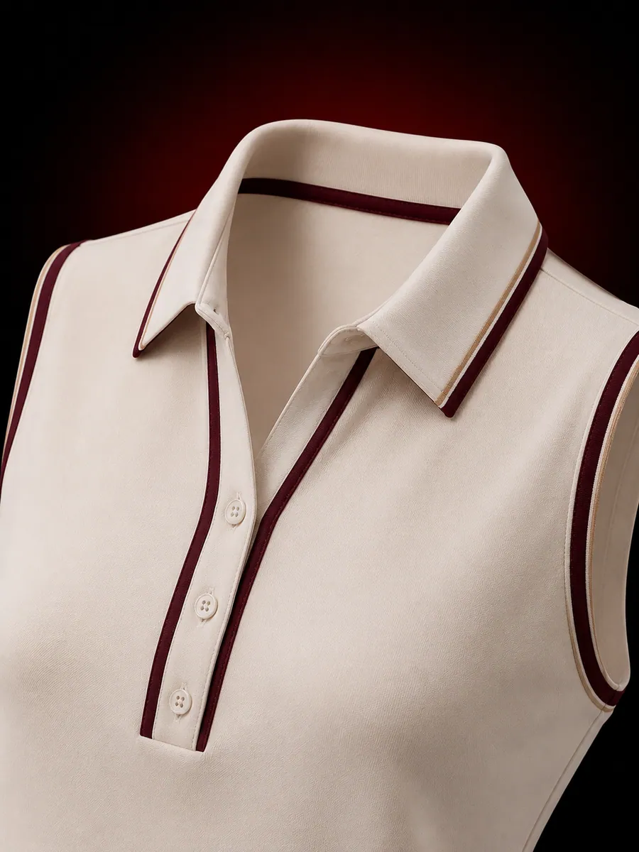 Polo feminina creme com gola de vivo