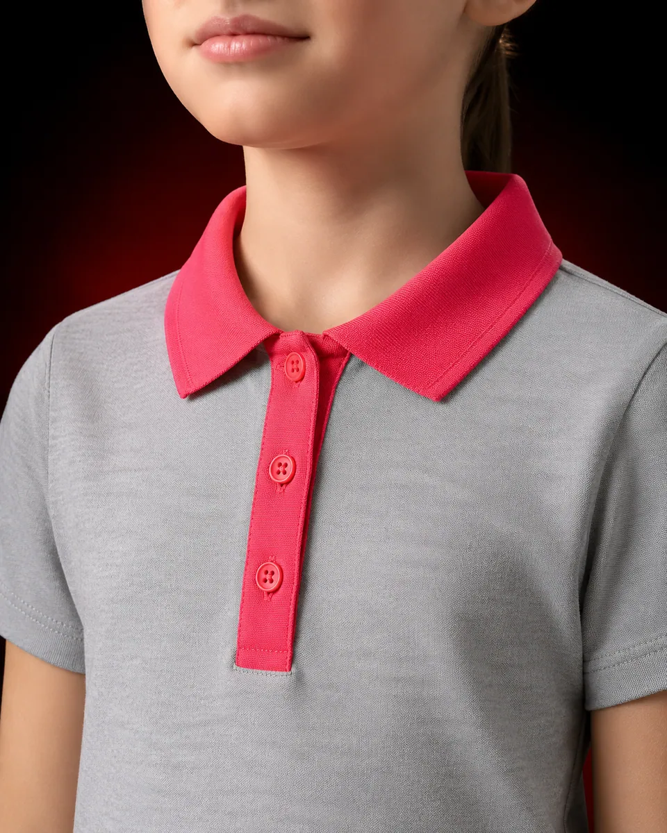 Polo infantil com gola rosa